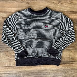 Spiritual Gangster Embroidered Heart Black Striped Long Sleeve Tee